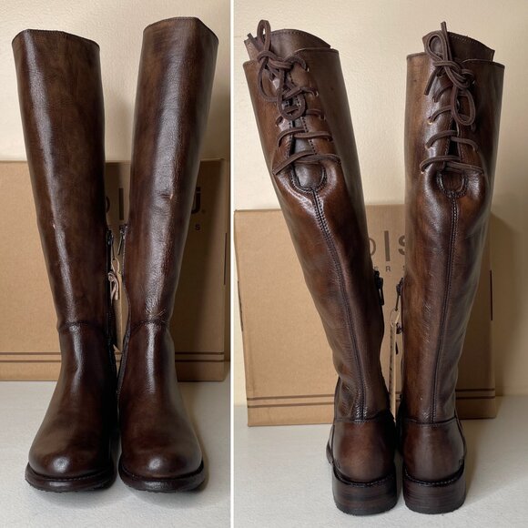 BED STU Manchester Distressed Brown Leather Tall Riding Boots BedStu Size 6 - Picture 8 of 16